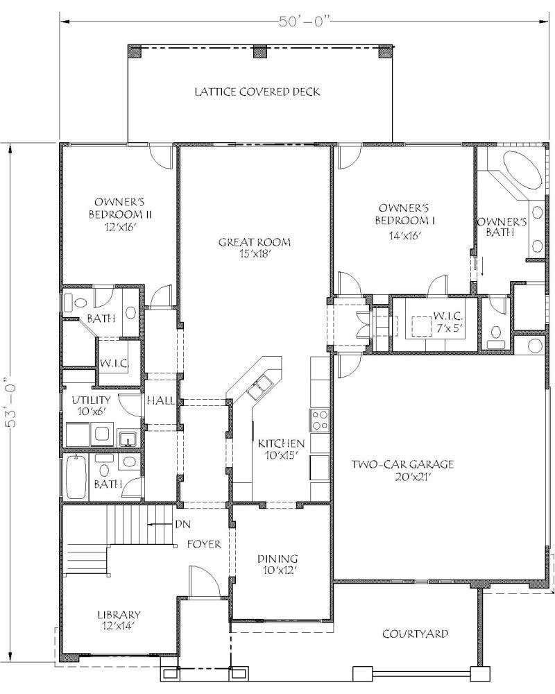 Floor Plan First Story of Contemporary Plan #125-1180