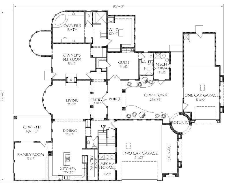 Floor Plan First Story of Mediterranean Plan #125-1182
