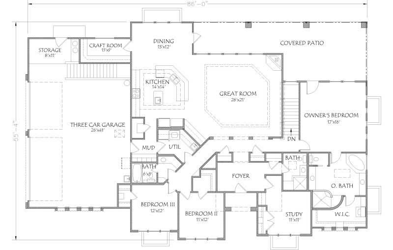 Floor Plan First Story of Luxury Plan #125-1188