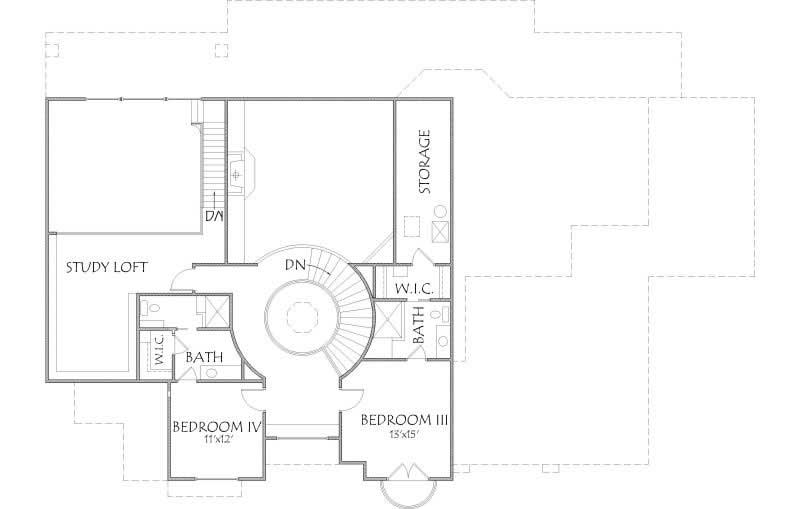Floor Plan Basement of Southwest Plan #125-1189