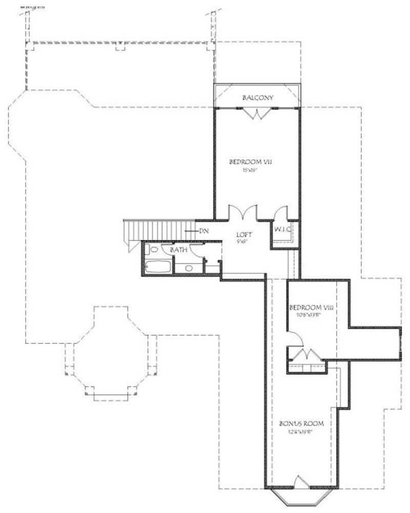 Floor Plan Second Story of Luxury Plan #125-1199
