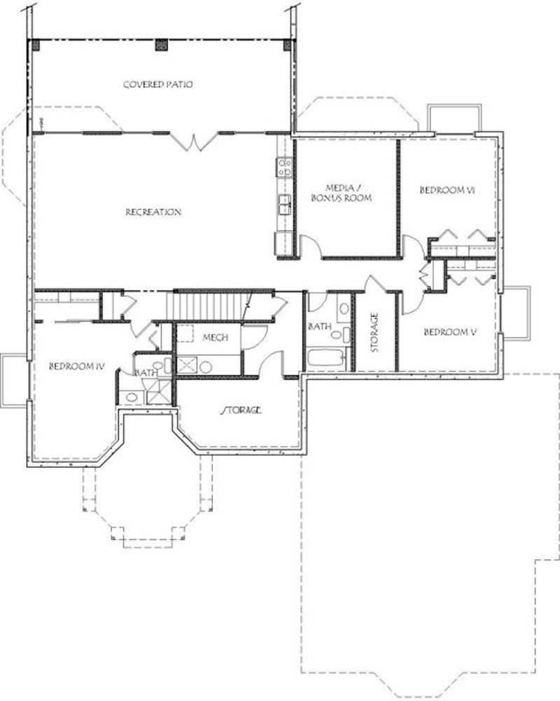 Floor Plan Basement of Luxury Plan #125-1199