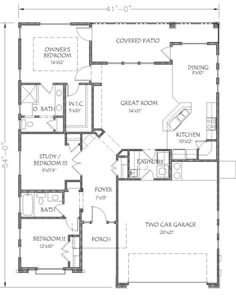 Floor Plan First Story of Small House Plans #125-1207