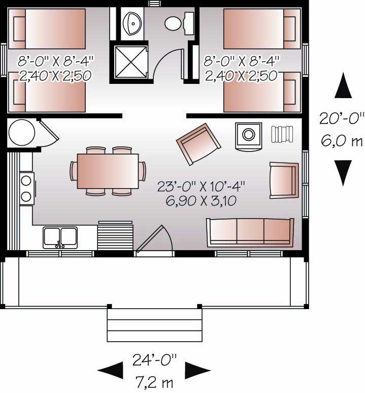 Floor Plan First Story of Small House Plans #126-1000
