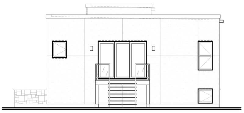 Home Plan Rear Elevation of this 2-Bedroom,1210 Sq Ft Plan -126-1001