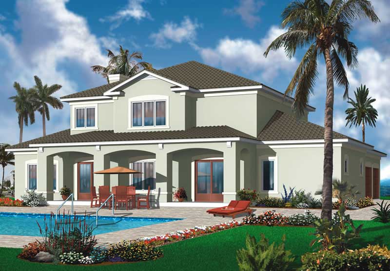 Home Plan Rear Elevation of this 6-Bedroom,3448 Sq Ft Plan -126-1004