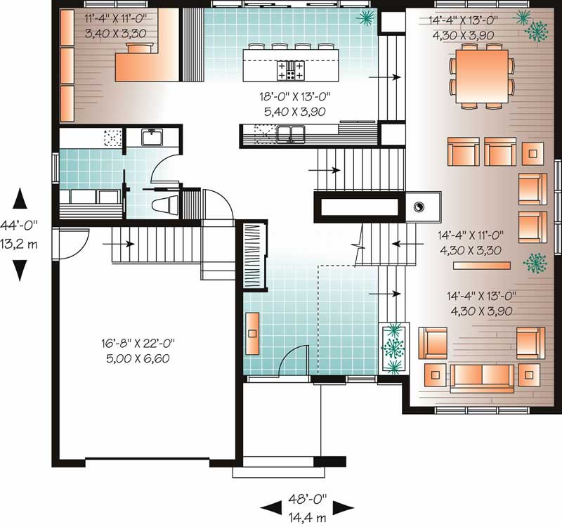 Floor Plan First Story of Contemporary Plan #126-1012