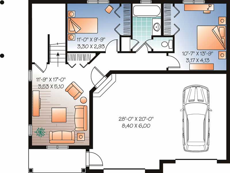 Floor Plan Basement of Coastal Plan #126-1013