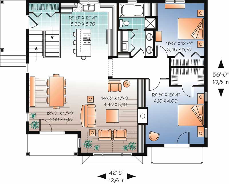 Floor Plan First Story of Coastal Plan #126-1013