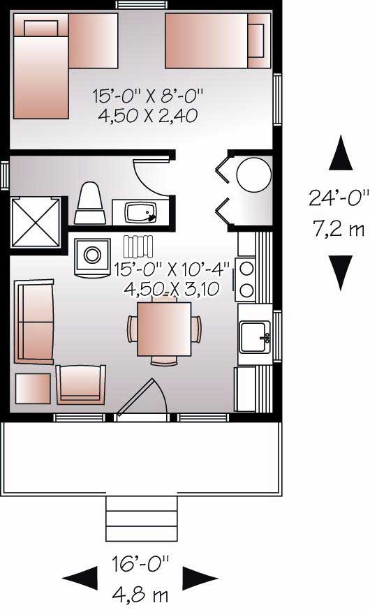 Floor Plan First Story of Small House Plans #126-1021