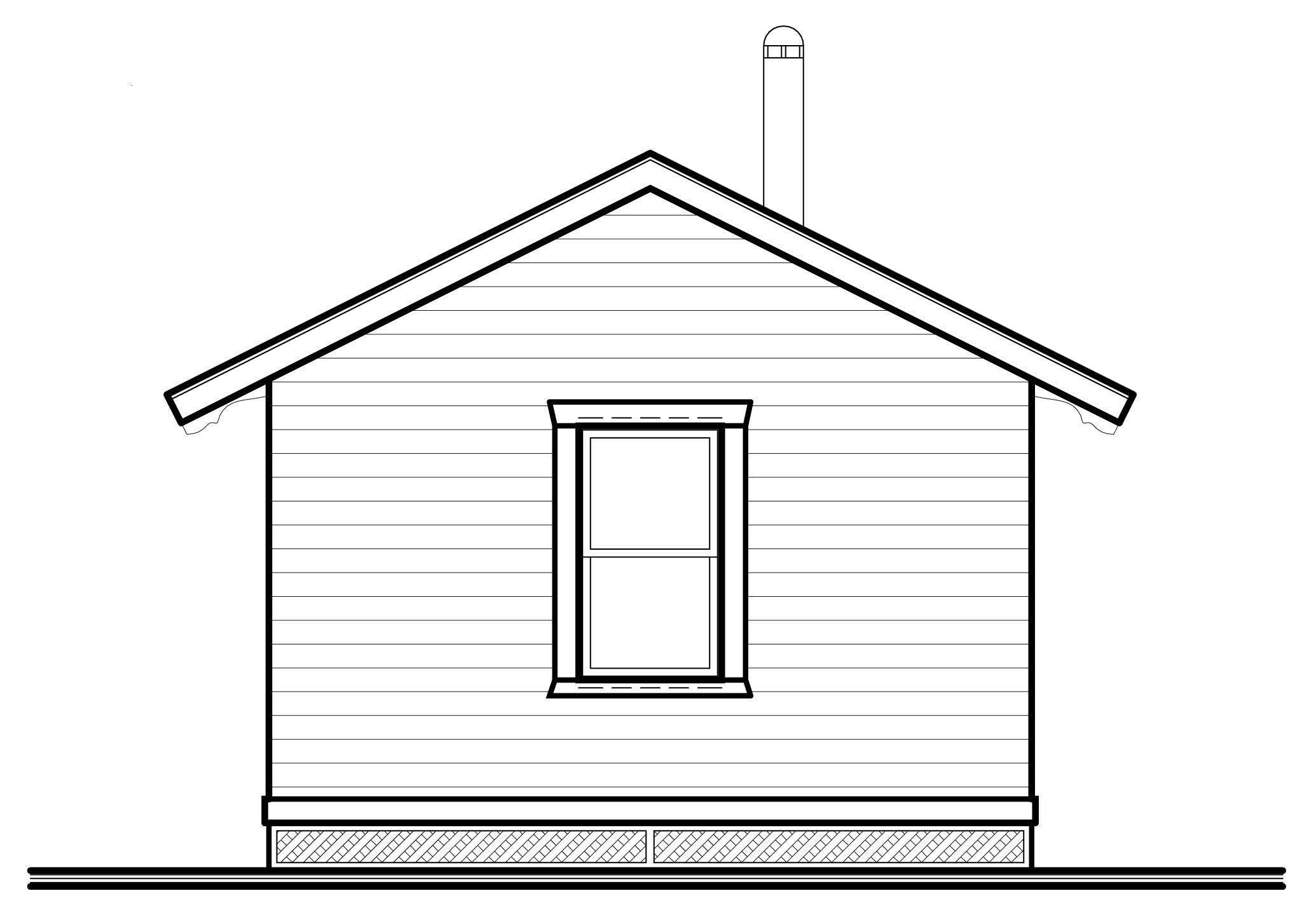 Home Plan Rear Elevation of this 1-Bedroom,384 Sq Ft Plan -126-1021