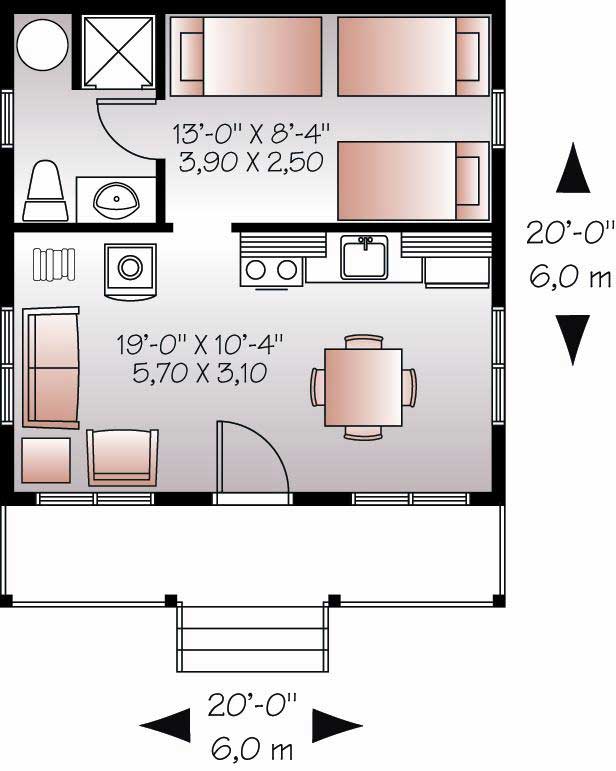 Floor Plan First Story of Small House Plans #126-1022