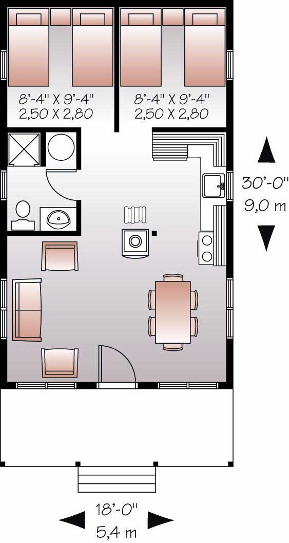 Floor Plan First Story of Country Plan #126-1023