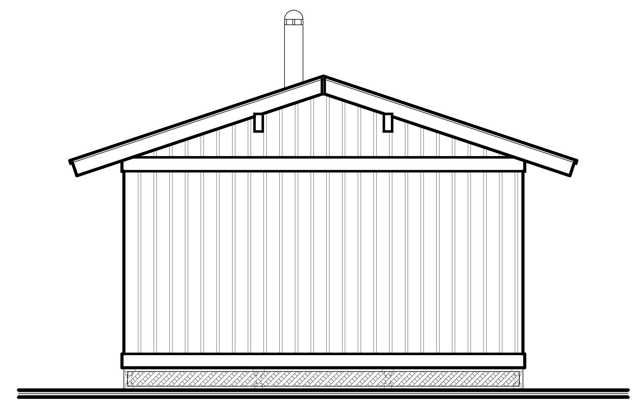 Home Plan Rear Elevation of this 2-Bedroom,540 Sq Ft Plan -126-1023