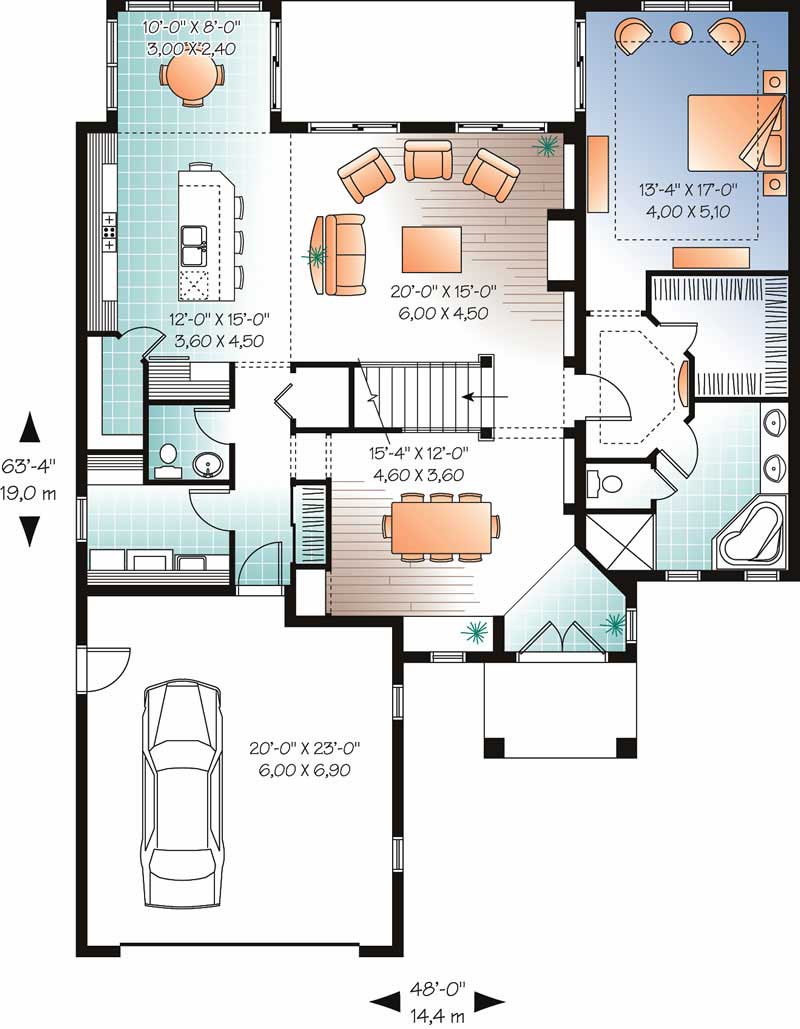 Floor Plan First Story of Mediterranean Plan #126-1027