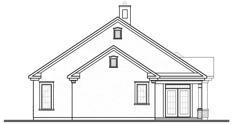 Home Plan Rear Elevation of this 3-Bedroom,1901 Sq Ft Plan -126-1033