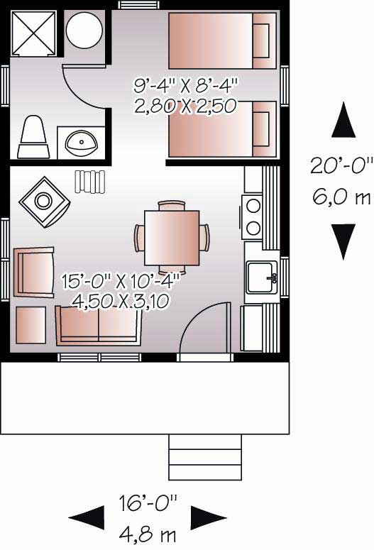 Floor Plan First Story of Small House Plans #126-1036
