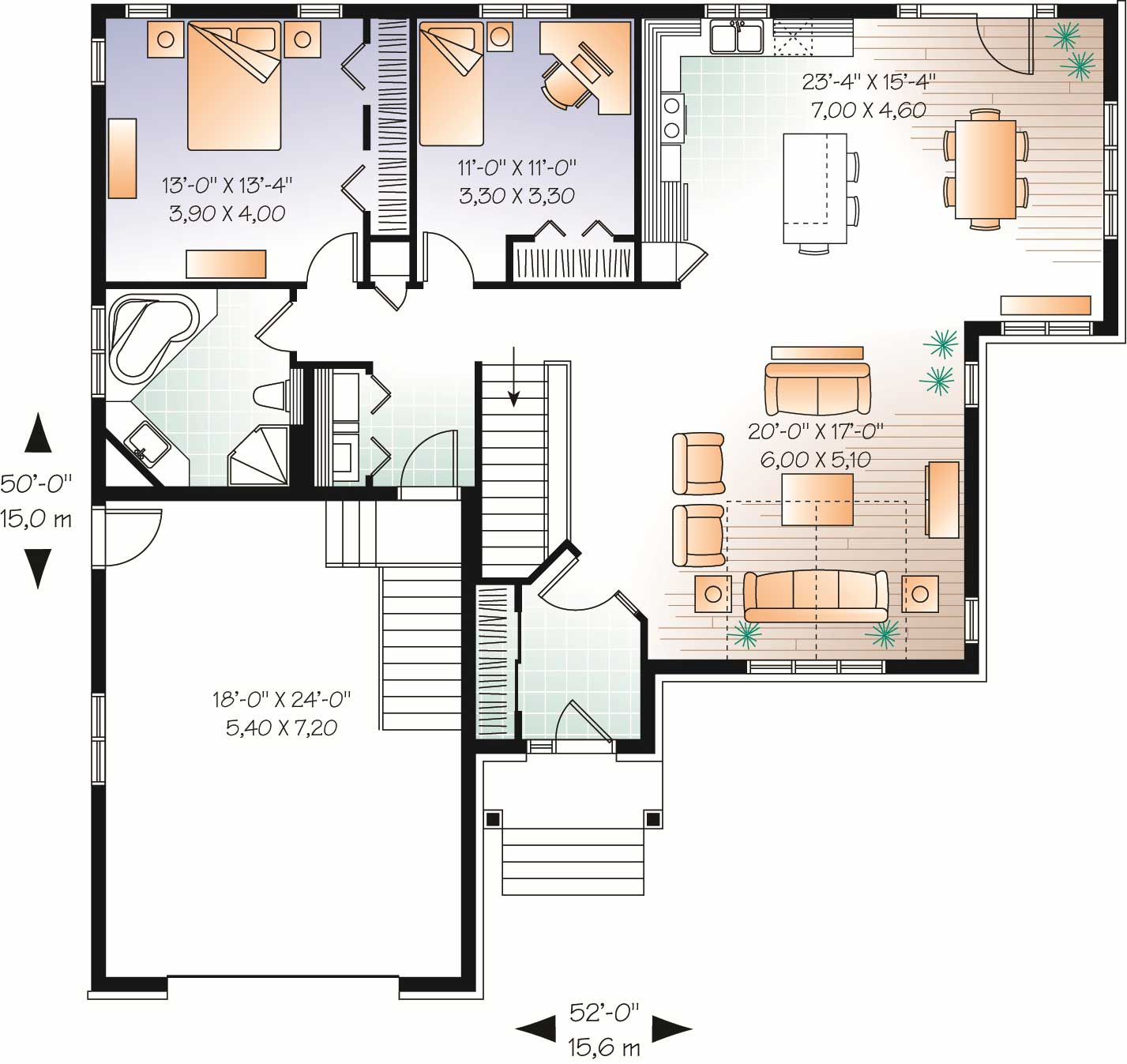 Floor Plan First Story of Country Plan #126-1038