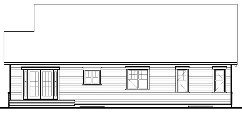 Home Plan Rear Elevation of this 2-Bedroom,1521 Sq Ft Plan -126-1038
