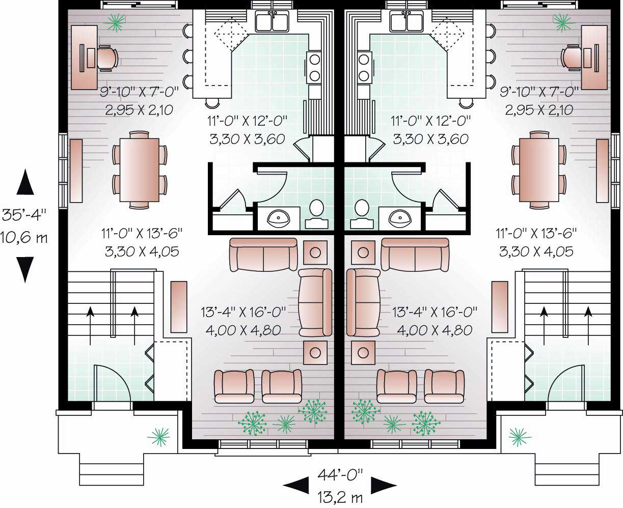 Floor Plan First Story of Multi-Level Plan #126-1039