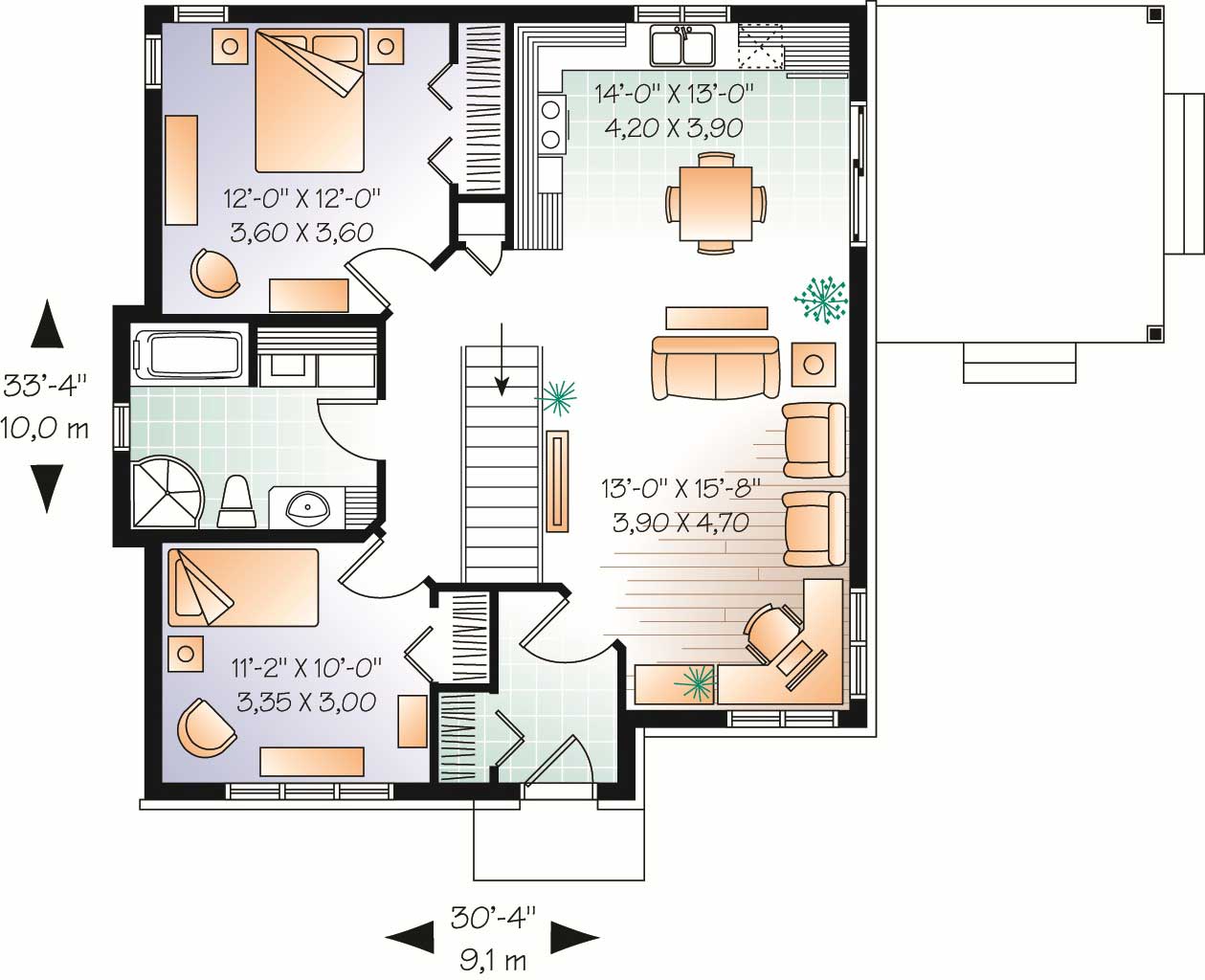 Floor Plan First Story of Small House Plans #126-1041