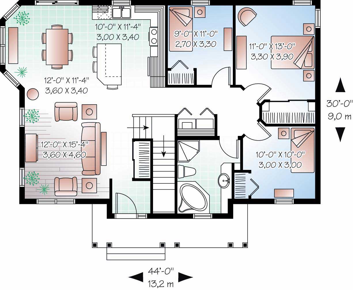 Floor Plan First Story of Country Plan #126-1043
