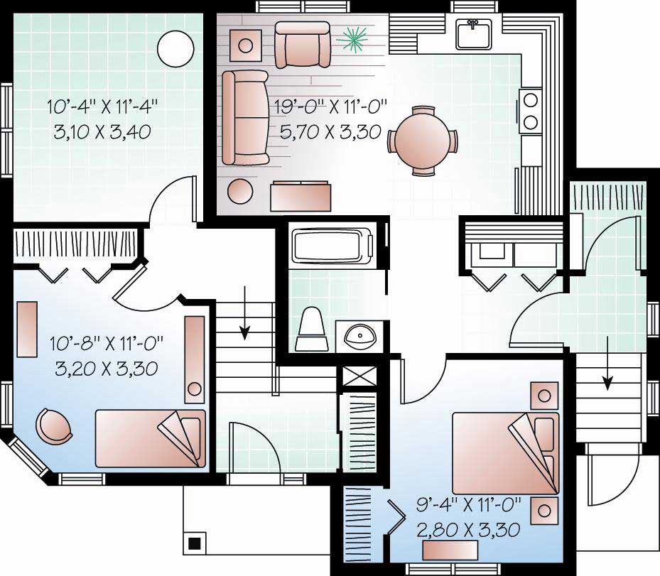 Floor Plan Basement of In-Law Suite Plan #126-1047