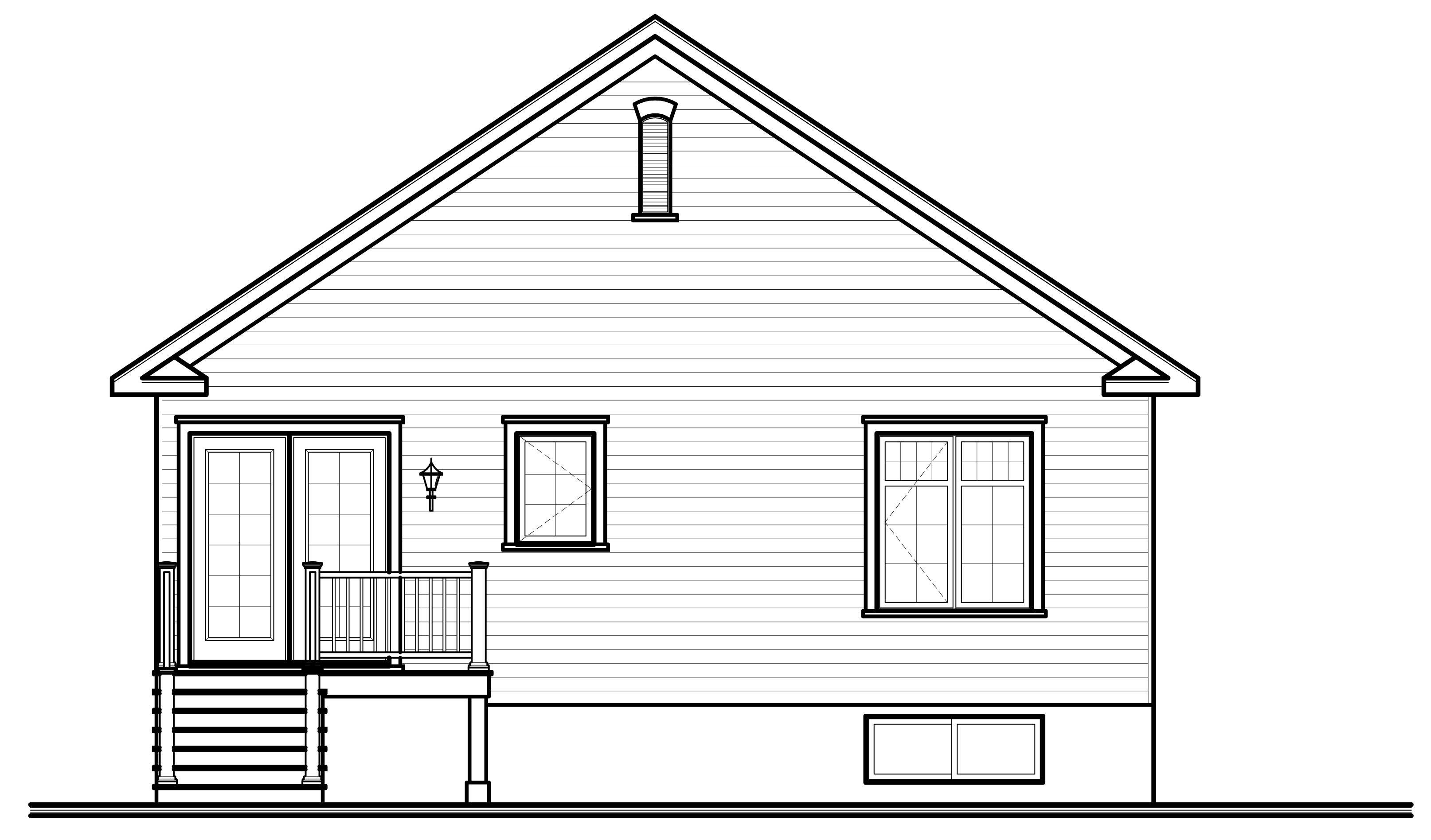 Home Plan Rear Elevation of this 2-Bedroom,1017 Sq Ft Plan -126-1049