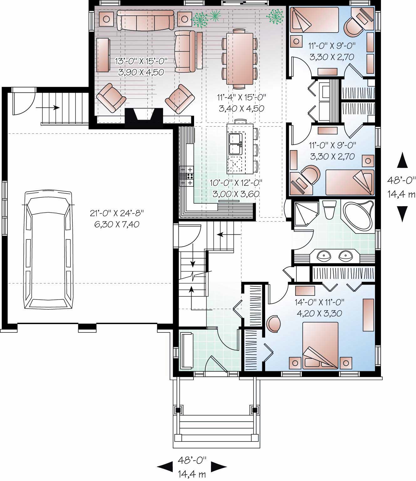 Floor Plan First Story of Country Plan #126-1056
