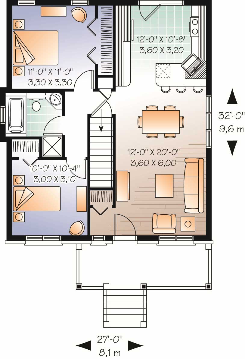 Floor Plan First Story of Country Plan #126-1058