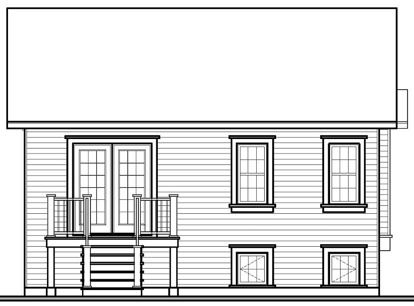 Home Plan Rear Elevation of this 2-Bedroom,870 Sq Ft Plan -126-1058