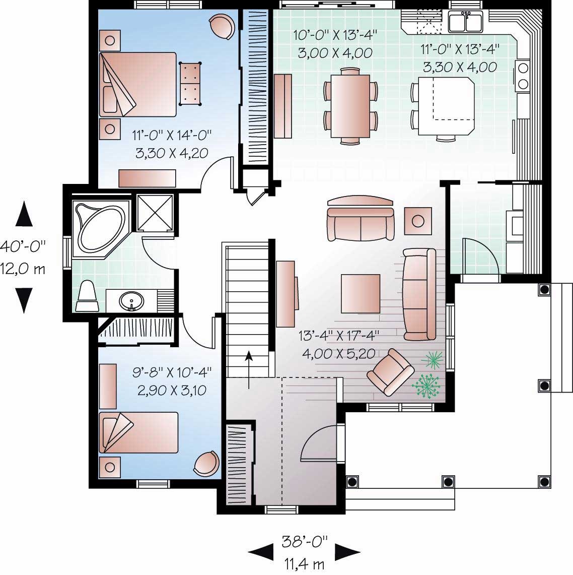 Floor Plan First Story of Country Plan #126-1060