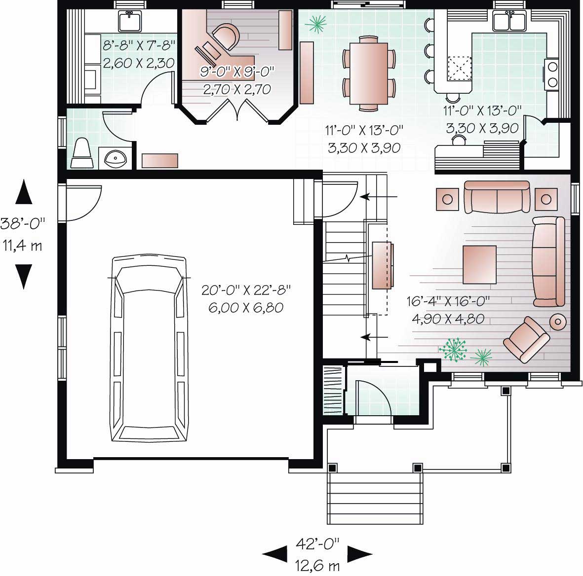 Floor Plan First Story of Country Plan #126-1061