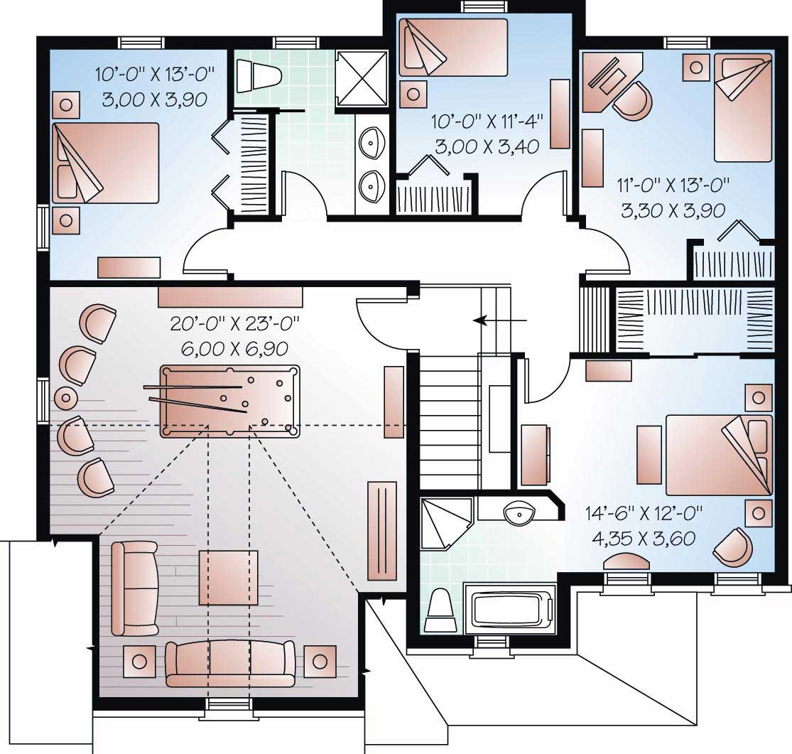 Floor Plan Second Story of Country Plan #126-1061