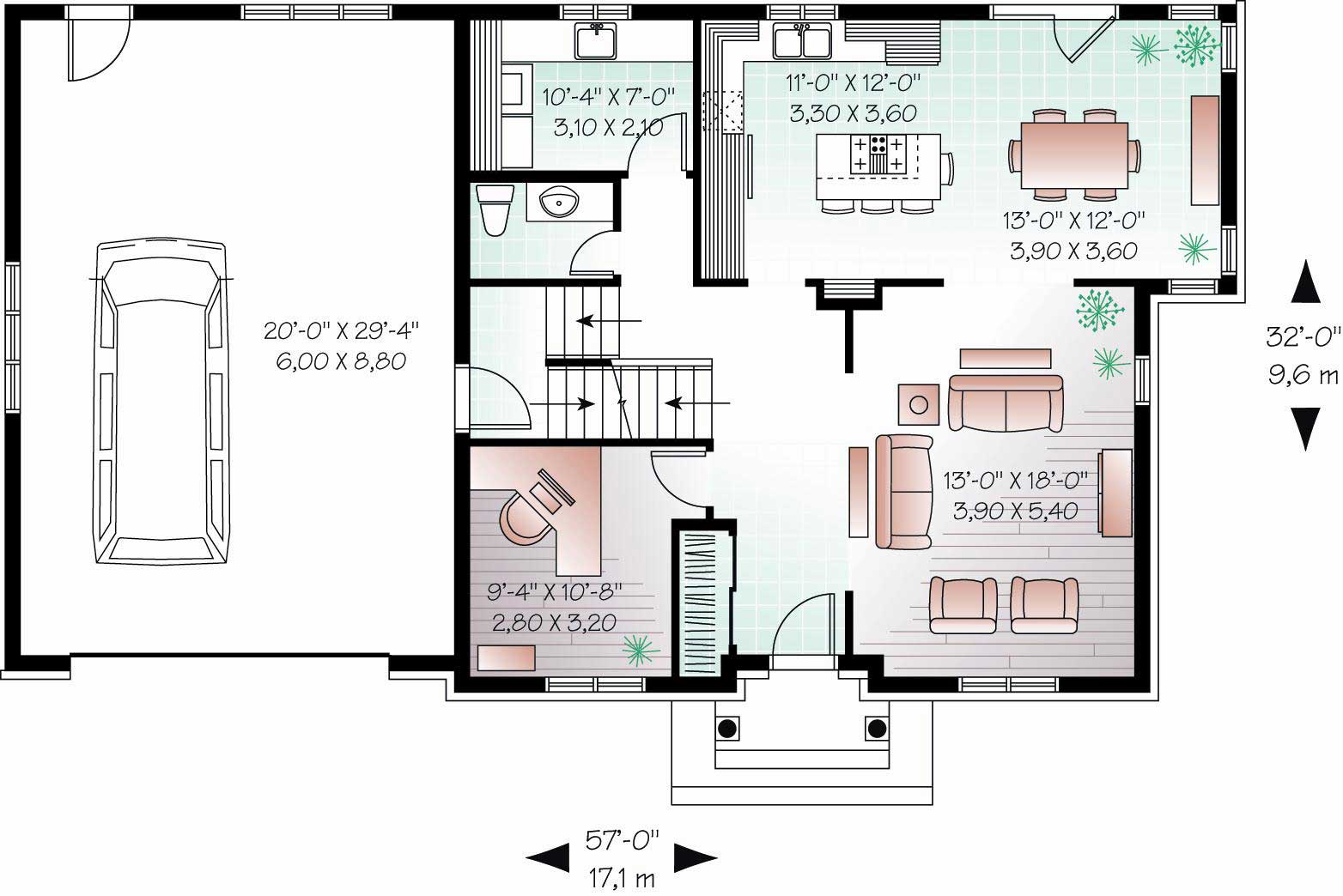 Floor Plan First Story of Country Plan #126-1062