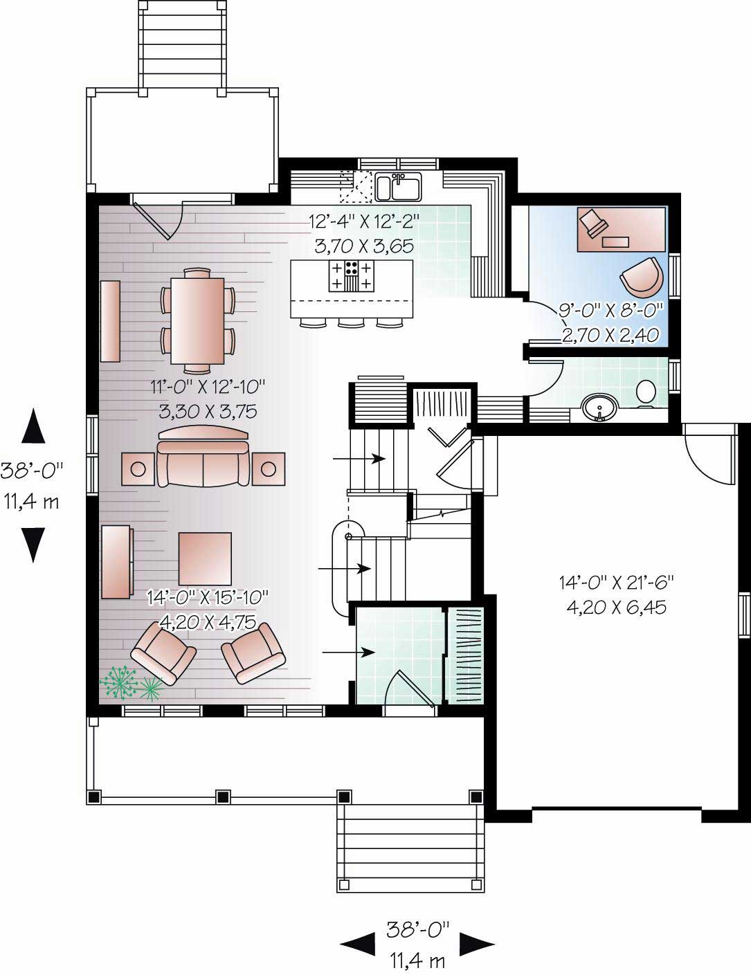 Floor Plan First Story of Country Plan #126-1066