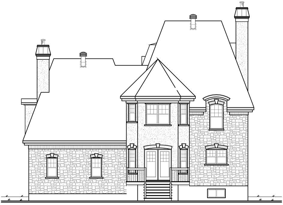 Home Plan Rear Elevation of this 3-Bedroom,2803 Sq Ft Plan -126-1067