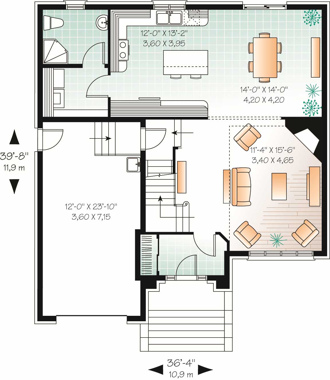 Floor Plan First Story of European Plan #126-1068