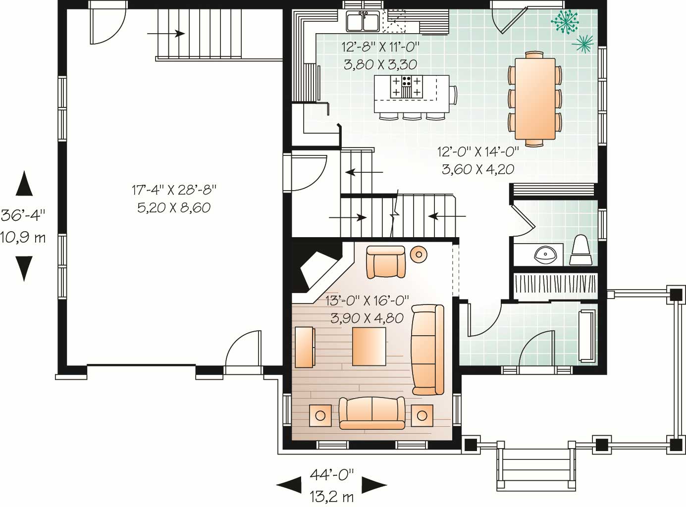 Floor Plan First Story of Farmhouse Plan #126-1069