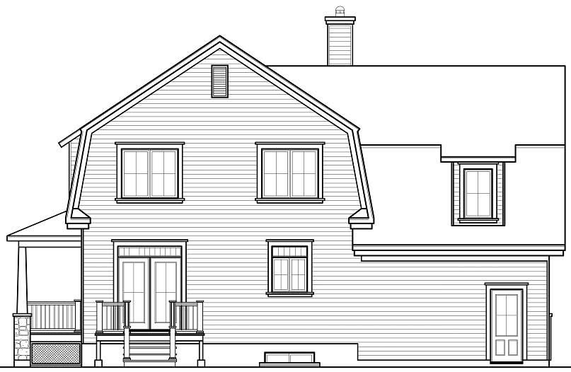 Home Plan Rear Elevation of this 5-Bedroom,2221 Sq Ft Plan -126-1069