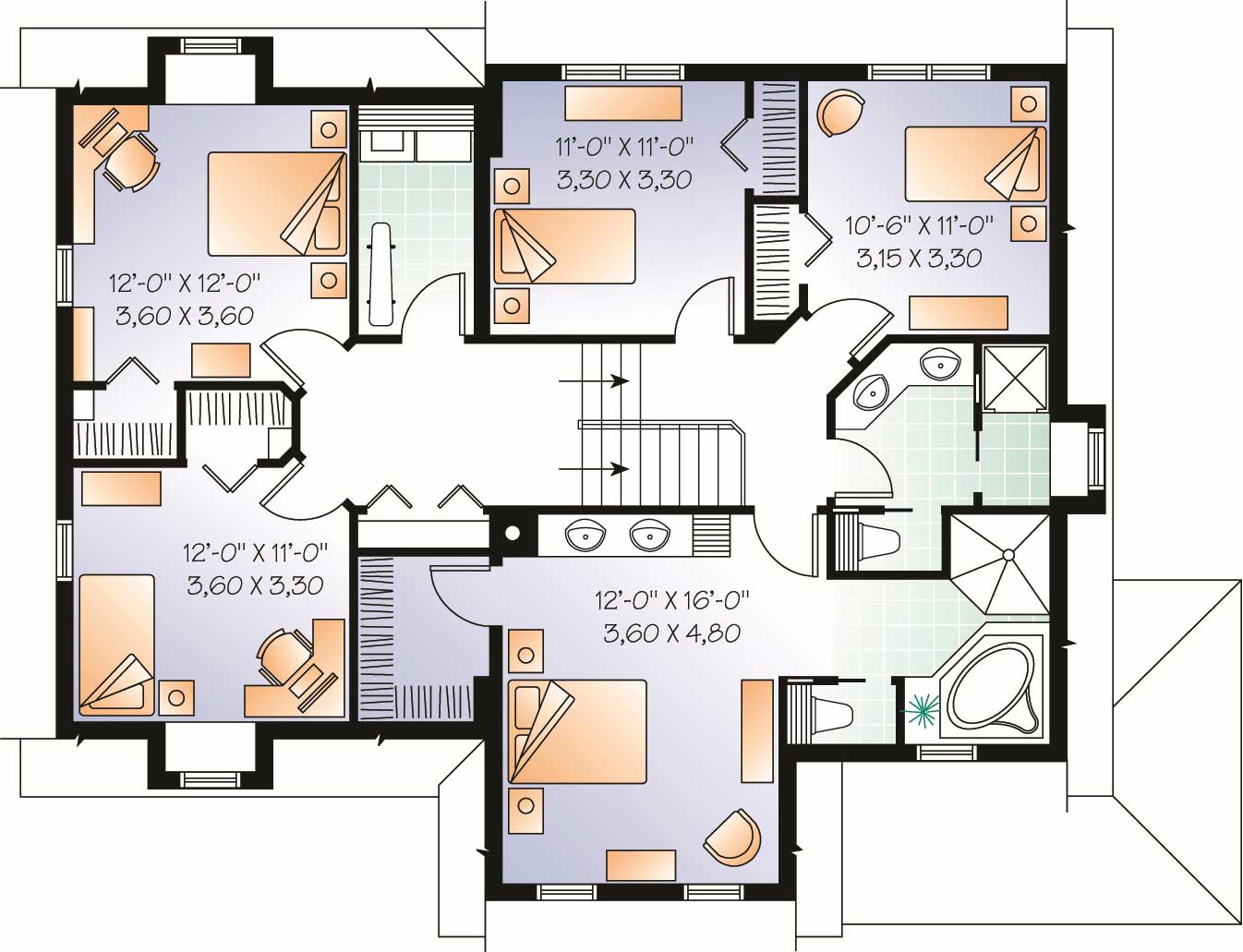 Floor Plan Second Story of Farmhouse Plan #126-1069