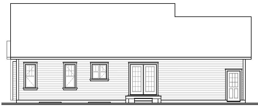 Home Plan Rear Elevation of this 2-Bedroom,1113 Sq Ft Plan -126-1070
