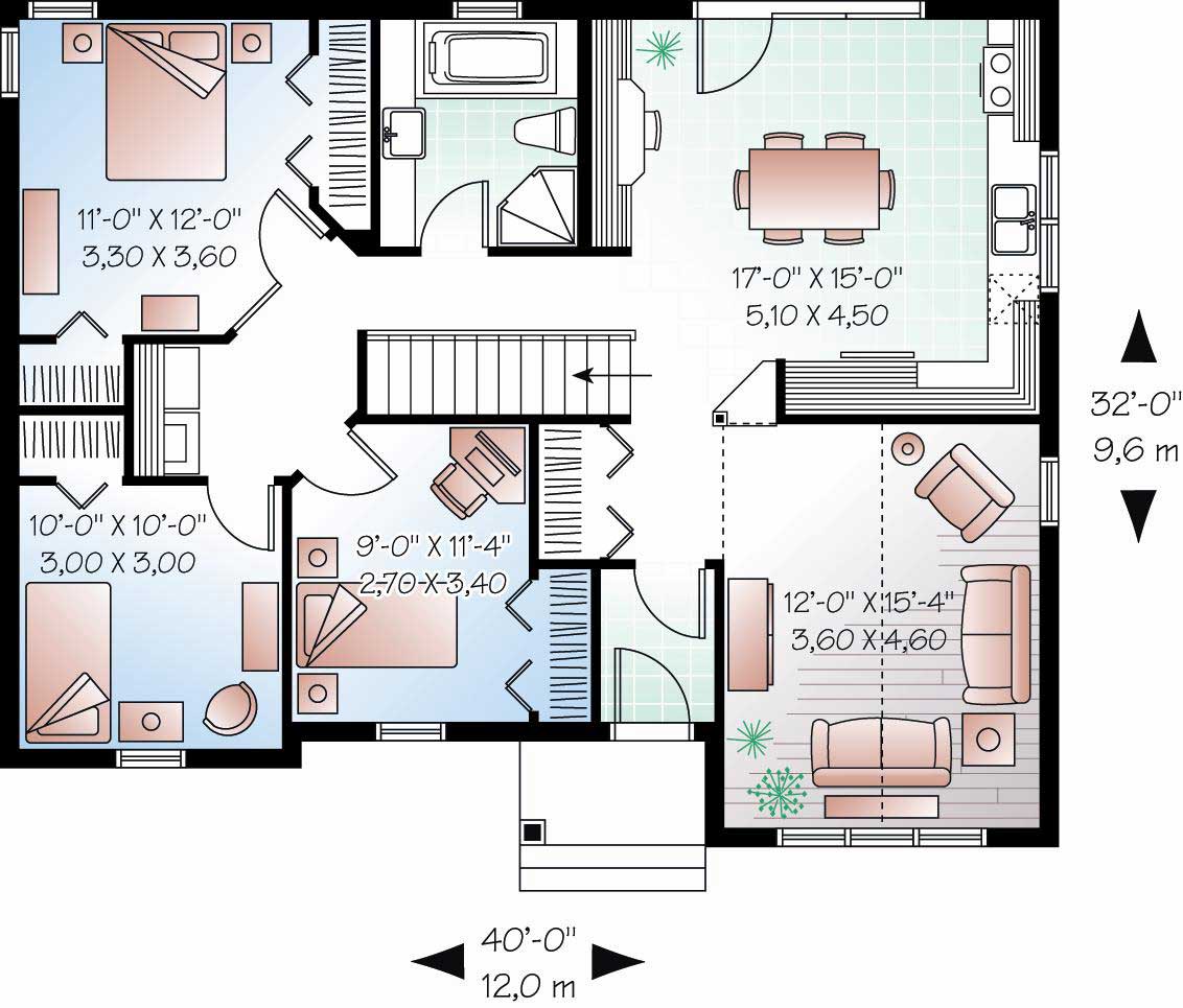 Floor Plan First Story of Country Plan #126-1071