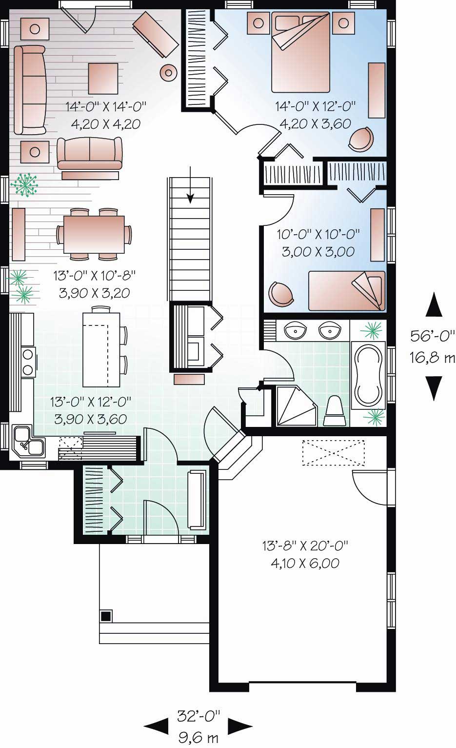Floor Plan First Story of Country Plan #126-1072
