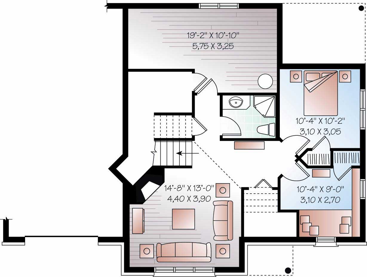 Floor Plan Basement of Multi-Level Plan #126-1075