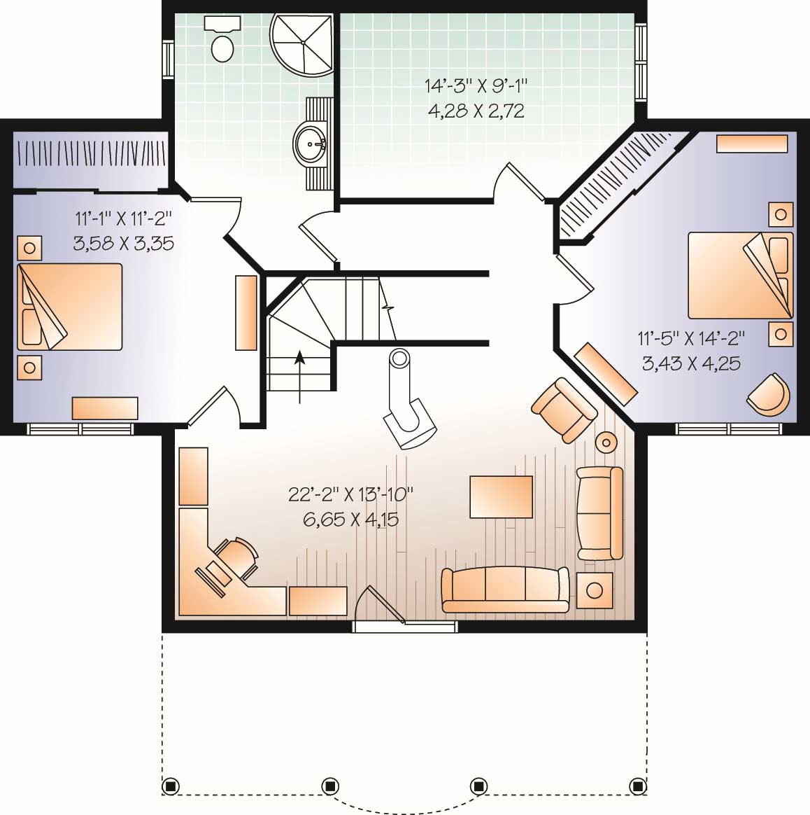 Floor Plan Basement of Country Plan #126-1077
