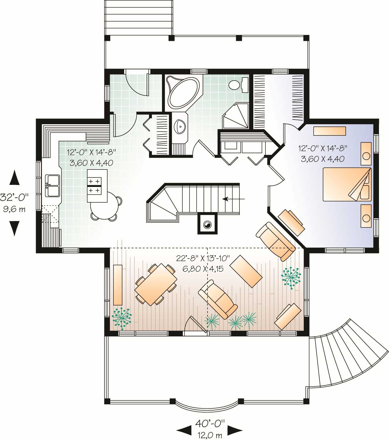 Floor Plan First Story of Country Plan #126-1077