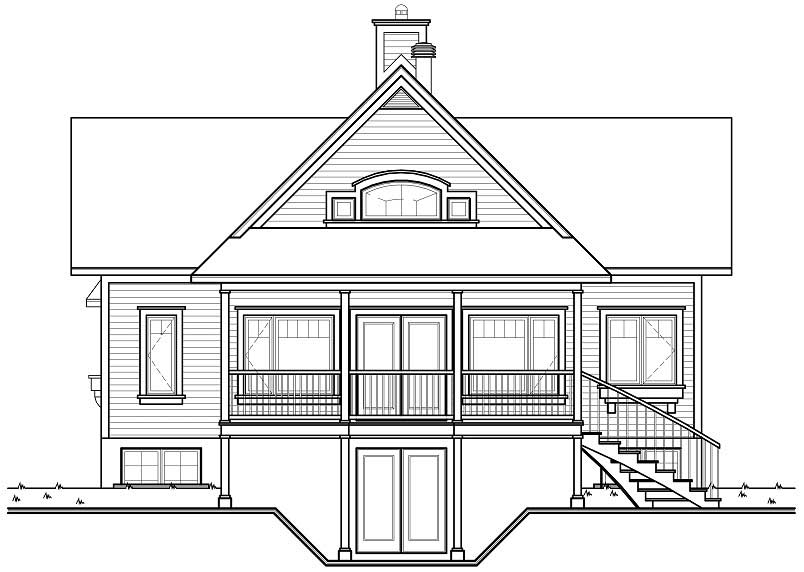 Home Plan Rear Elevation of this 3-Bedroom,2048 Sq Ft Plan -126-1077