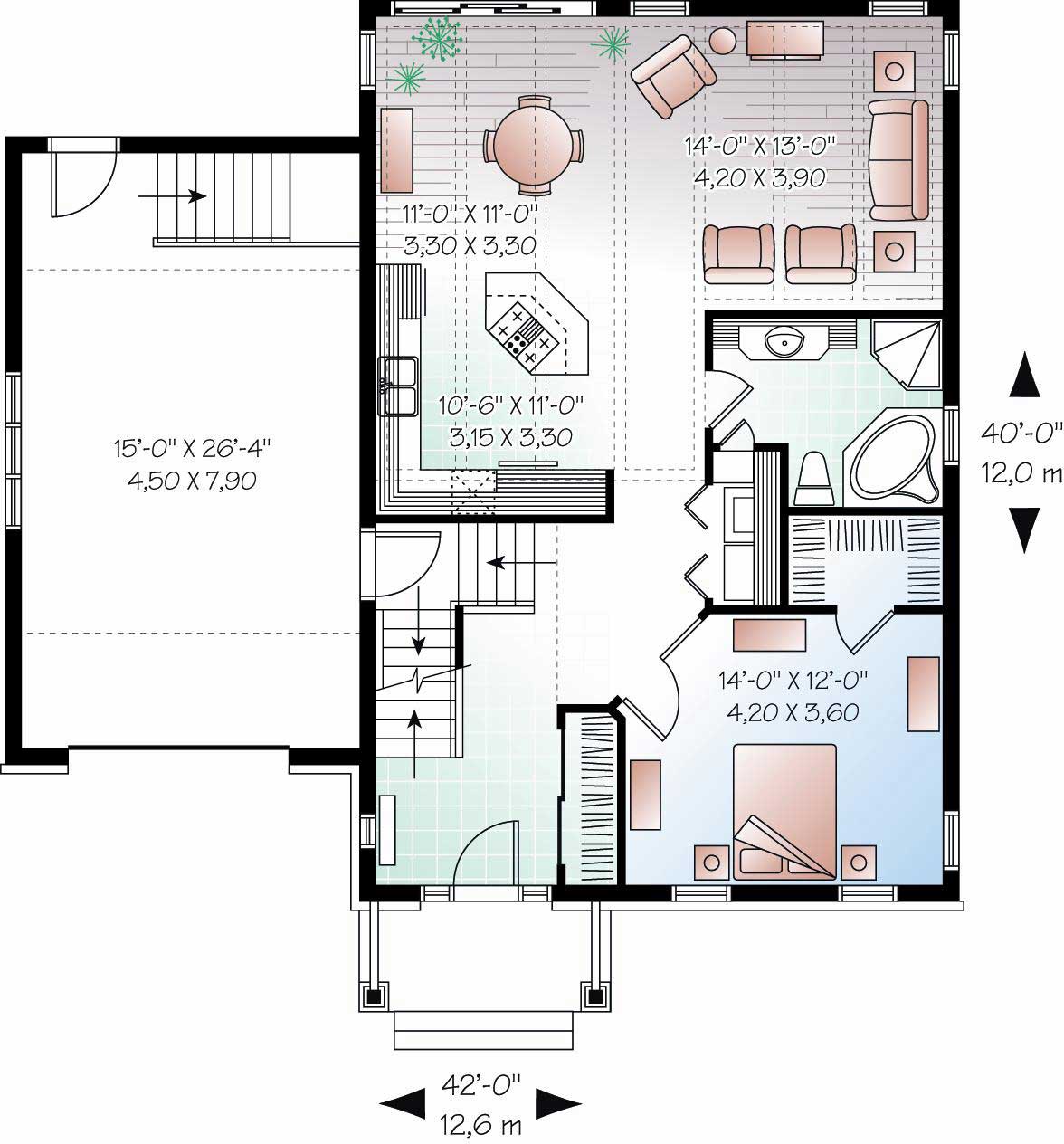 Floor Plan First Story of Country Plan #126-1079