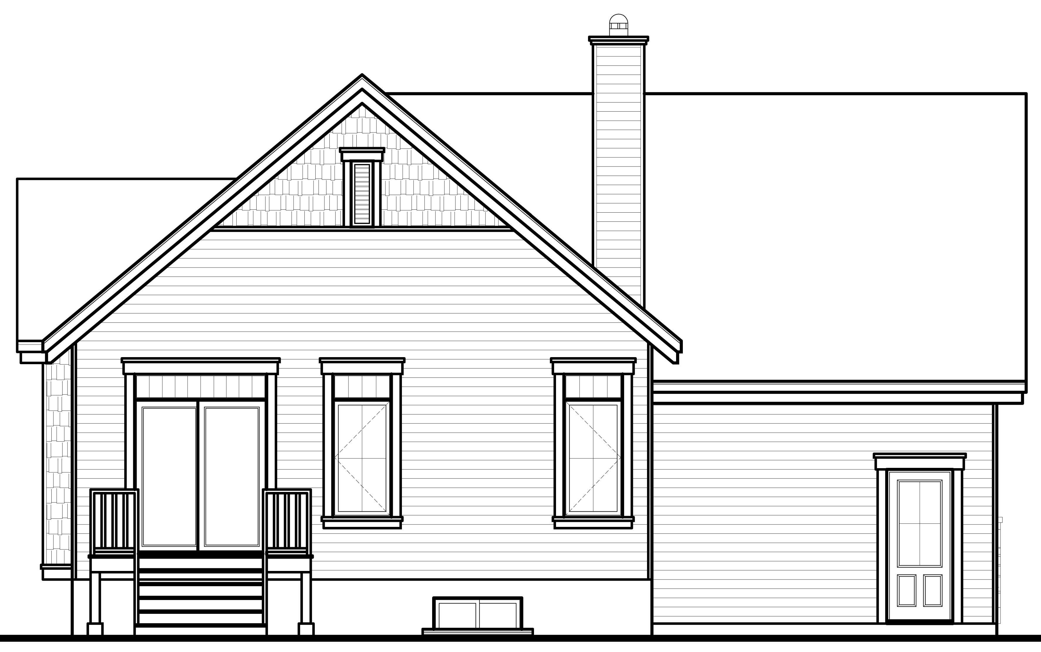 Home Plan Rear Elevation of this 2-Bedroom,1126 Sq Ft Plan -126-1080